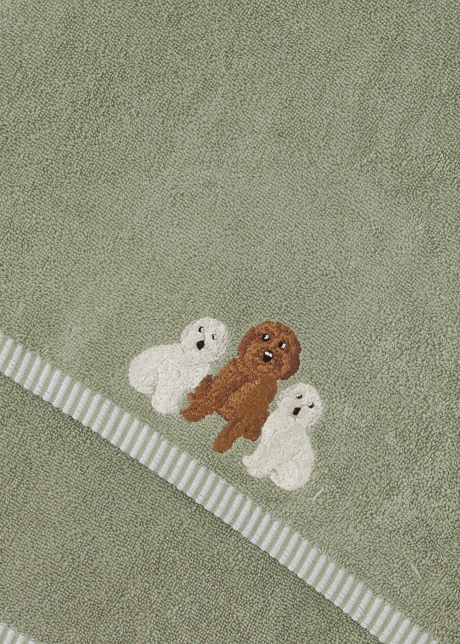 Green Cockapoo Embroidered Hand Towel