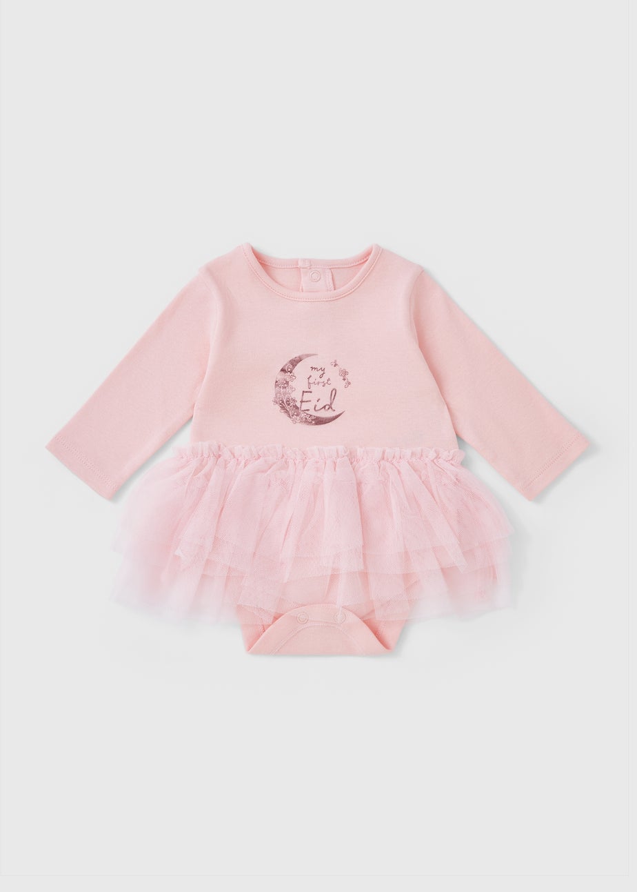 Baby Pink First Eid Tutu Bodysuit (Newborn-12mths)