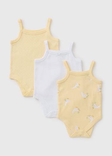 3 Pack Baby Yellow Bird Cami Bodysuits (Newborn-23mths)