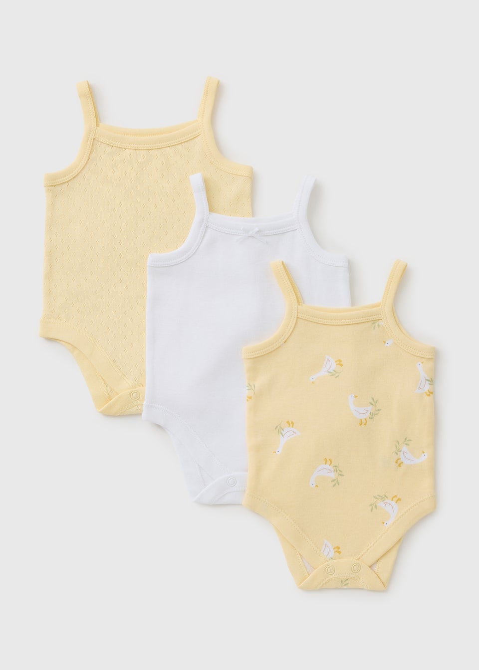 3 Pack Baby Yellow Bird Cami Bodysuits (Newborn-23mths)