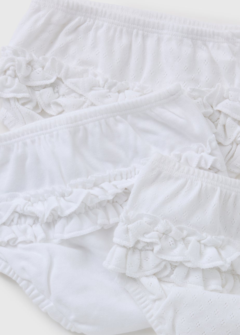 3 Pack Baby White Frill Knickers (Newborn-23mths)