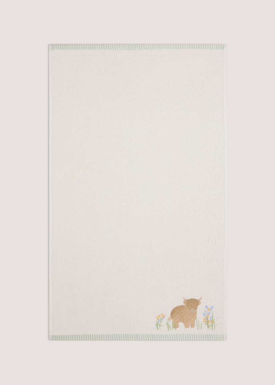 Highland Cow Embroidered Hand Towel