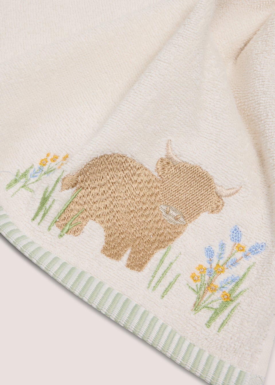 Highland Cow Embroidered Hand Towel