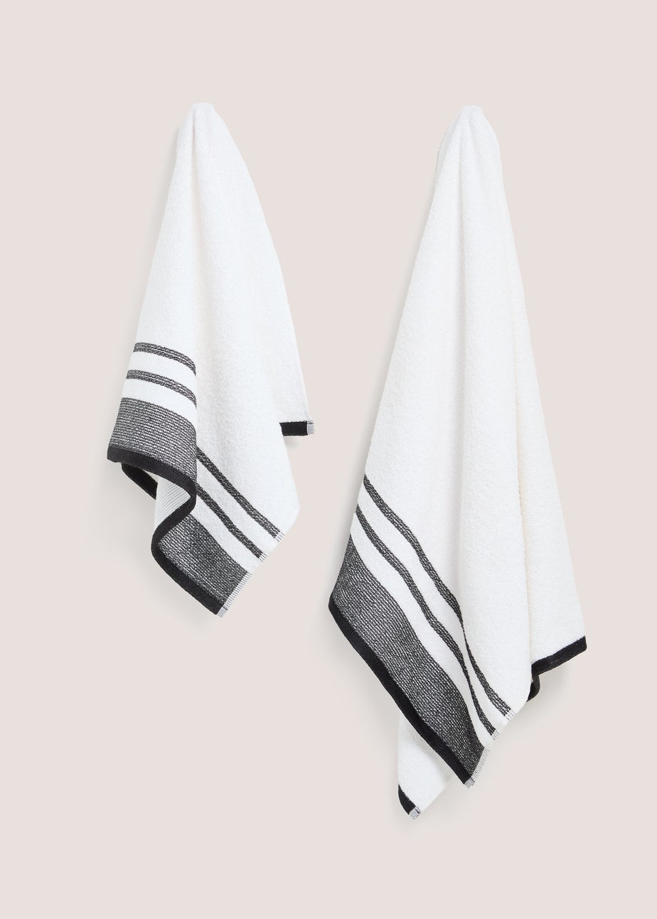 Black Dobby Border Towels