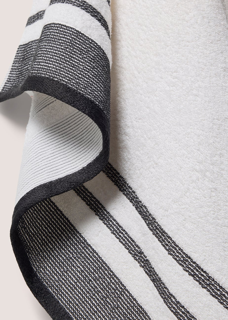 Black Dobby Border Hand Towel