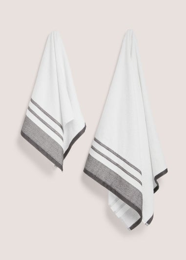 Grey Stripe Dobby Border Towels