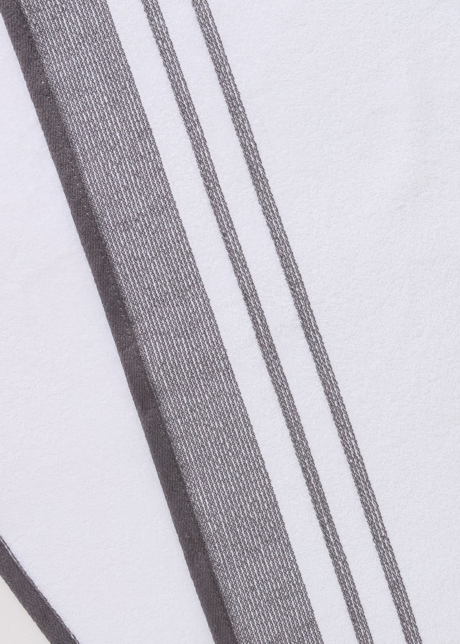 Grey Stripe Dobby Border Towels