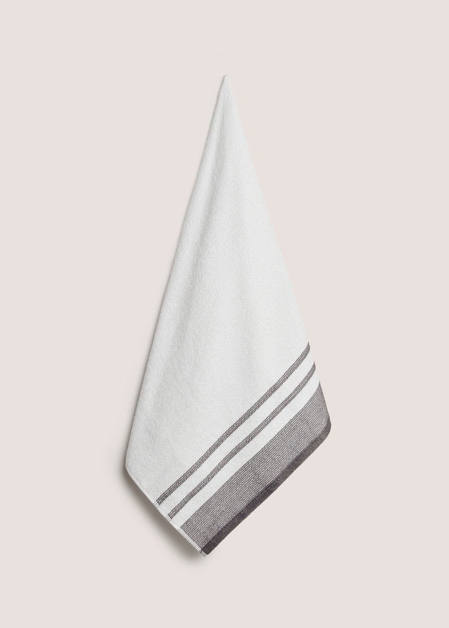 Grey Stripe Dobby Border Towel