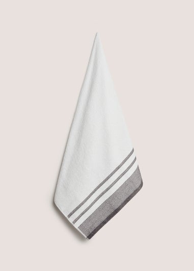 Grey Stripe Dobby Border Towel