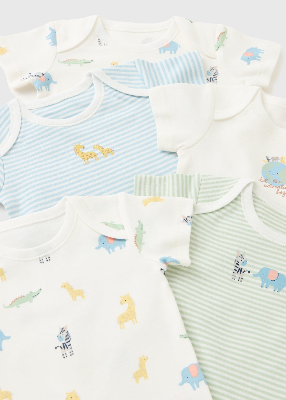 5 Pack Baby Multicolour Safari Bodysuits (Newborn-23mths)