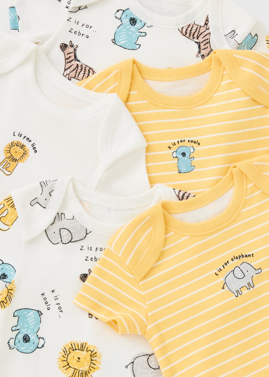 5 Pack Baby Multicolour Safari Bodysuits (Newborn-23mths)