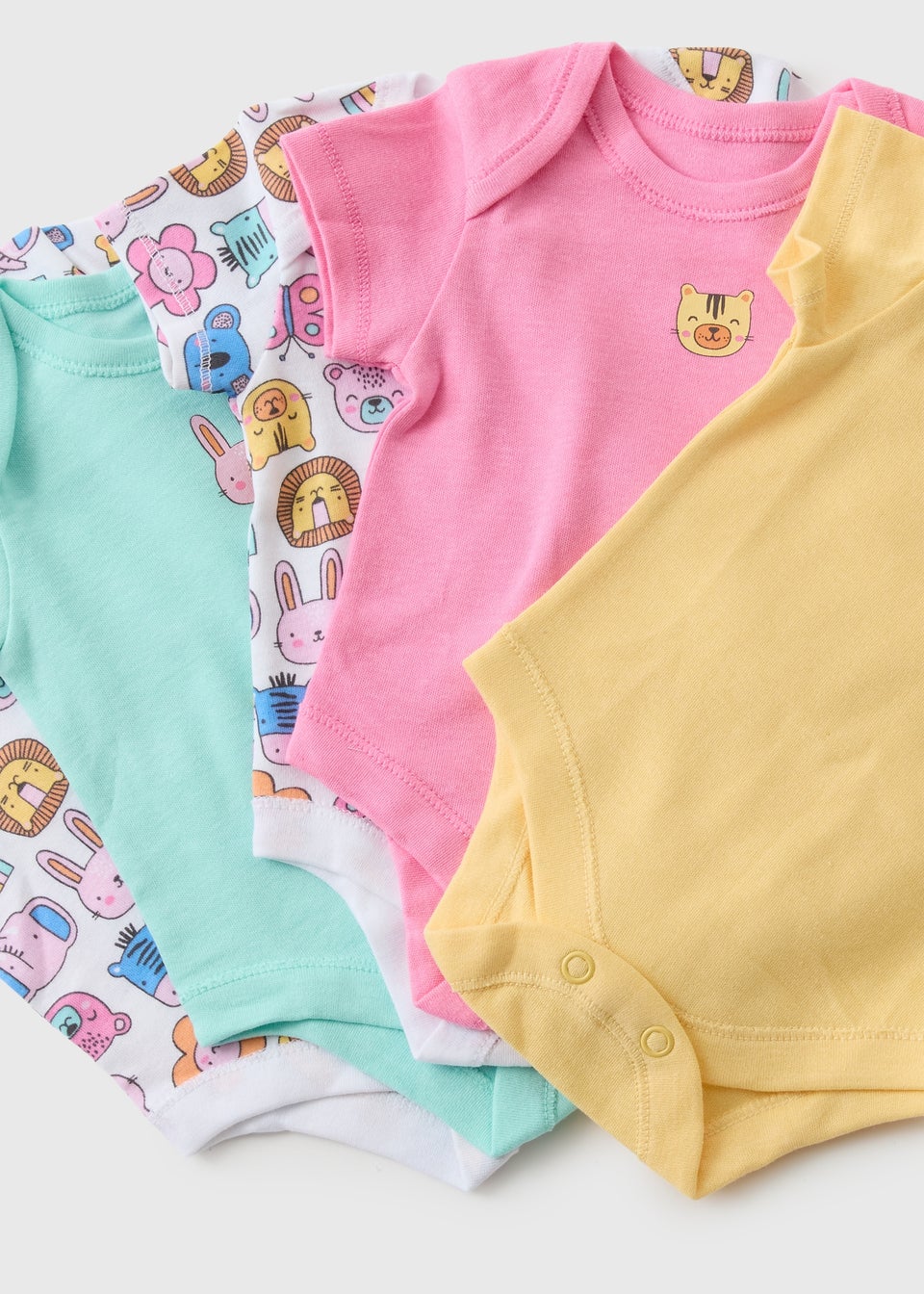 5 Pack Baby Multicolour Animal Bodysuits (Newborn-23mths)