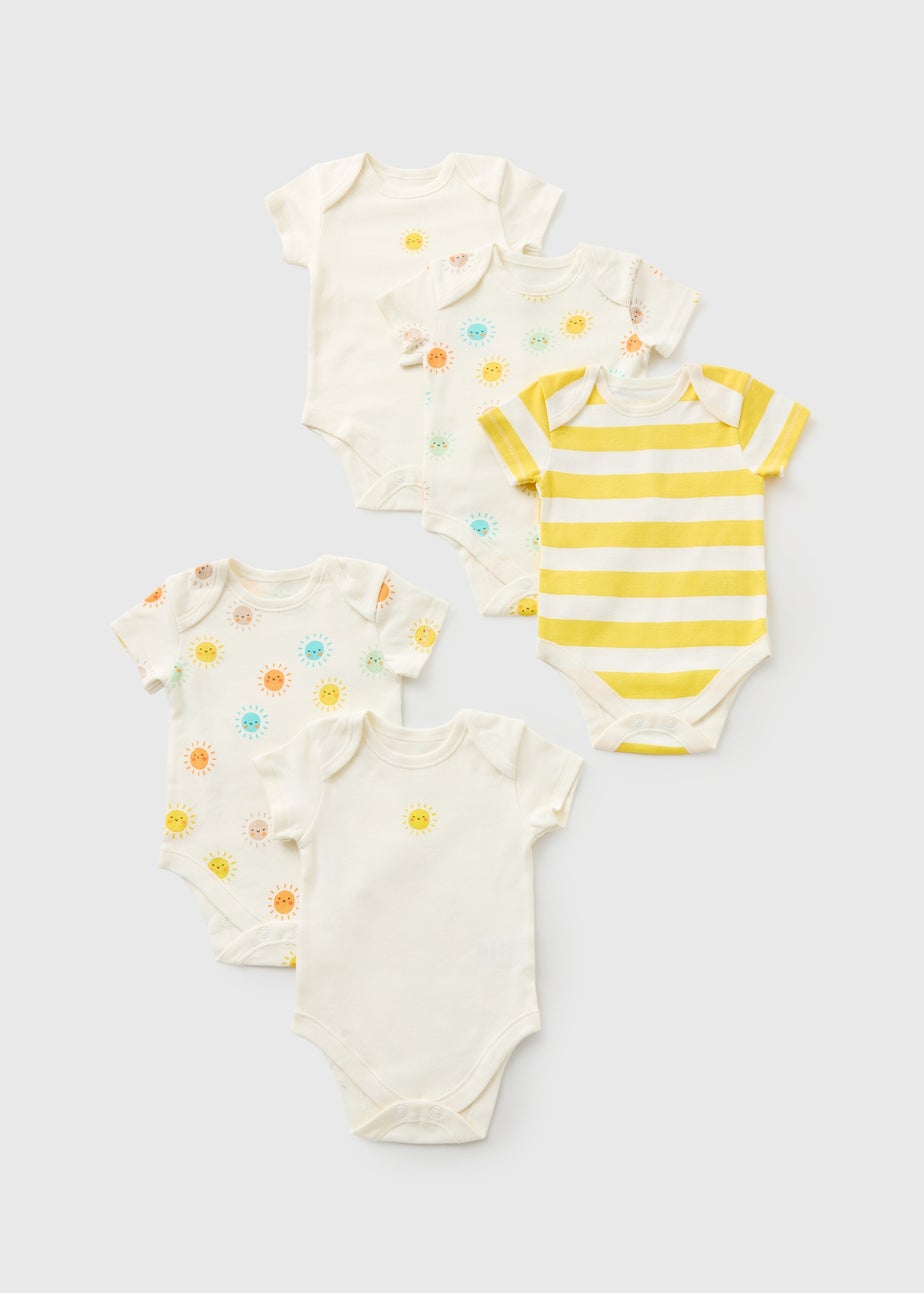 5 Pack Baby Multicolour Sun Bodysuits (Newborn-23mths)
