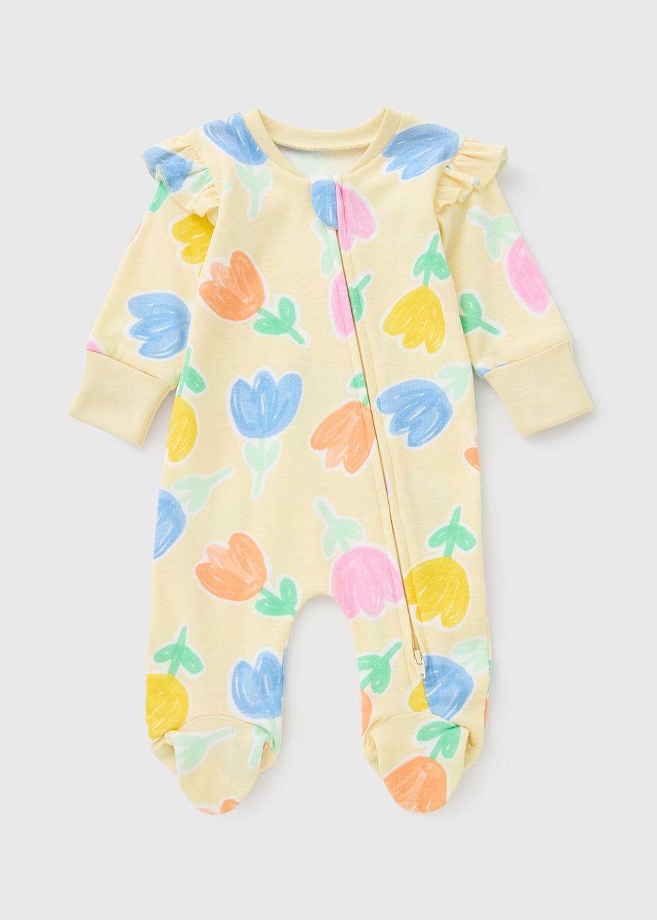 Baby Yellow Tulip Zipped Sleepsuit (Newborn-23mths)