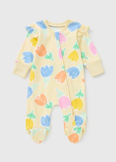 Baby Yellow Tulip Zipped Sleepsuit (Newborn-23mths)