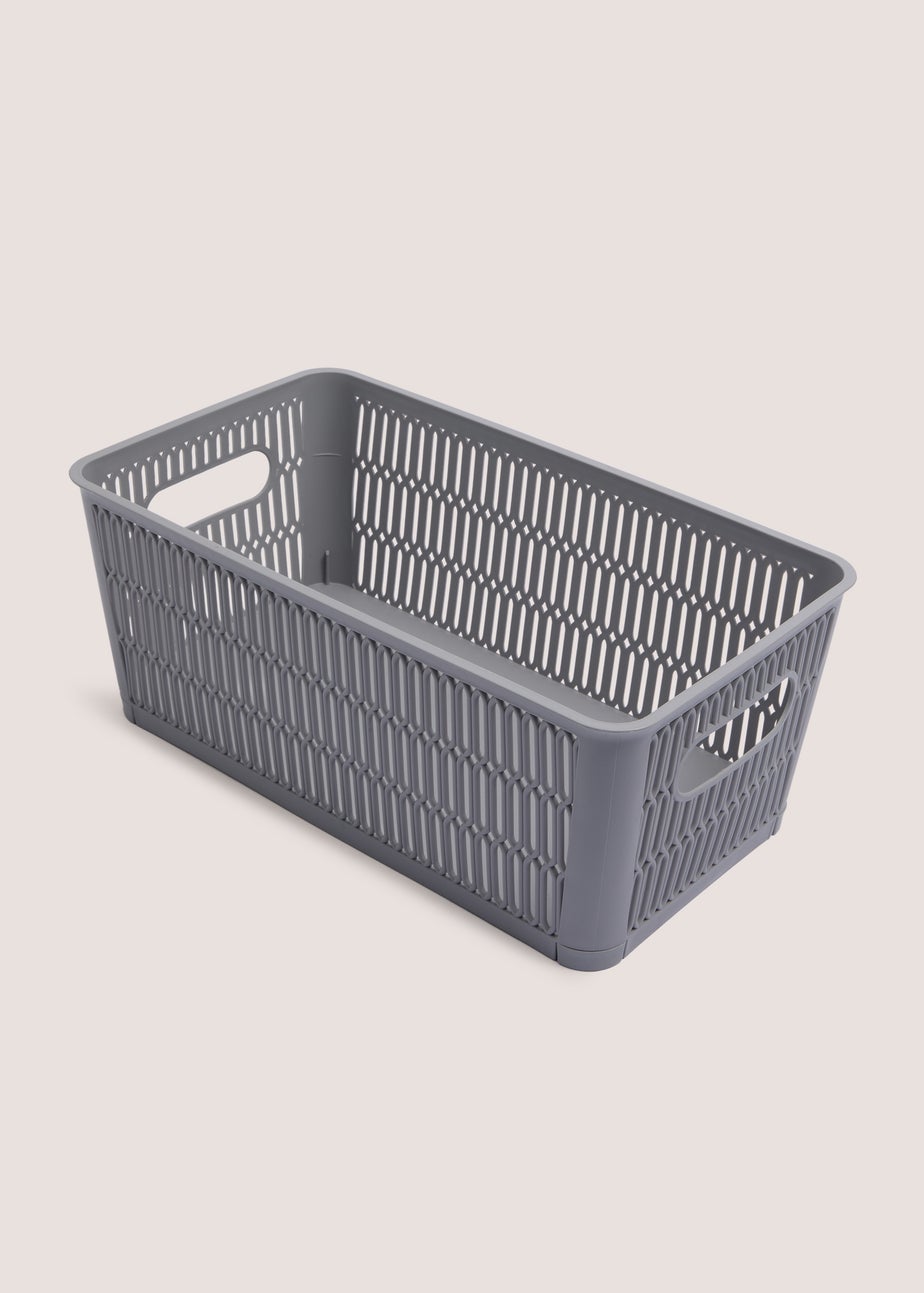 Grey Plastic Medium Storage Basket