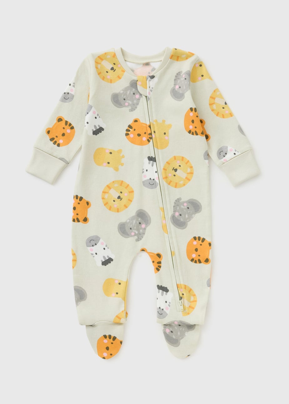 Baby Sage Safari Zipped Sleepsuit (Newborn-23mths)