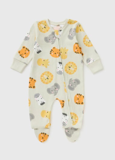 Baby Sage Safari Zipped Sleepsuit (Newborn-23mths)
