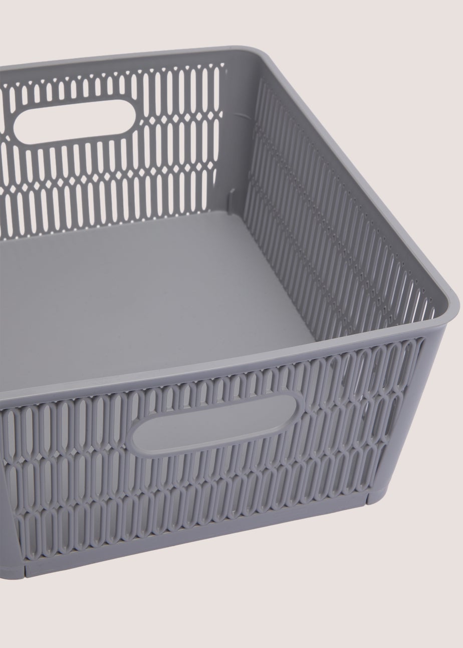 Grey Plastic Large Storage Basket