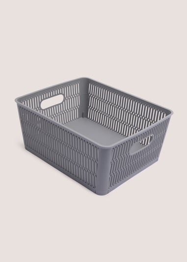 Grey Plastic Large Storage Basket