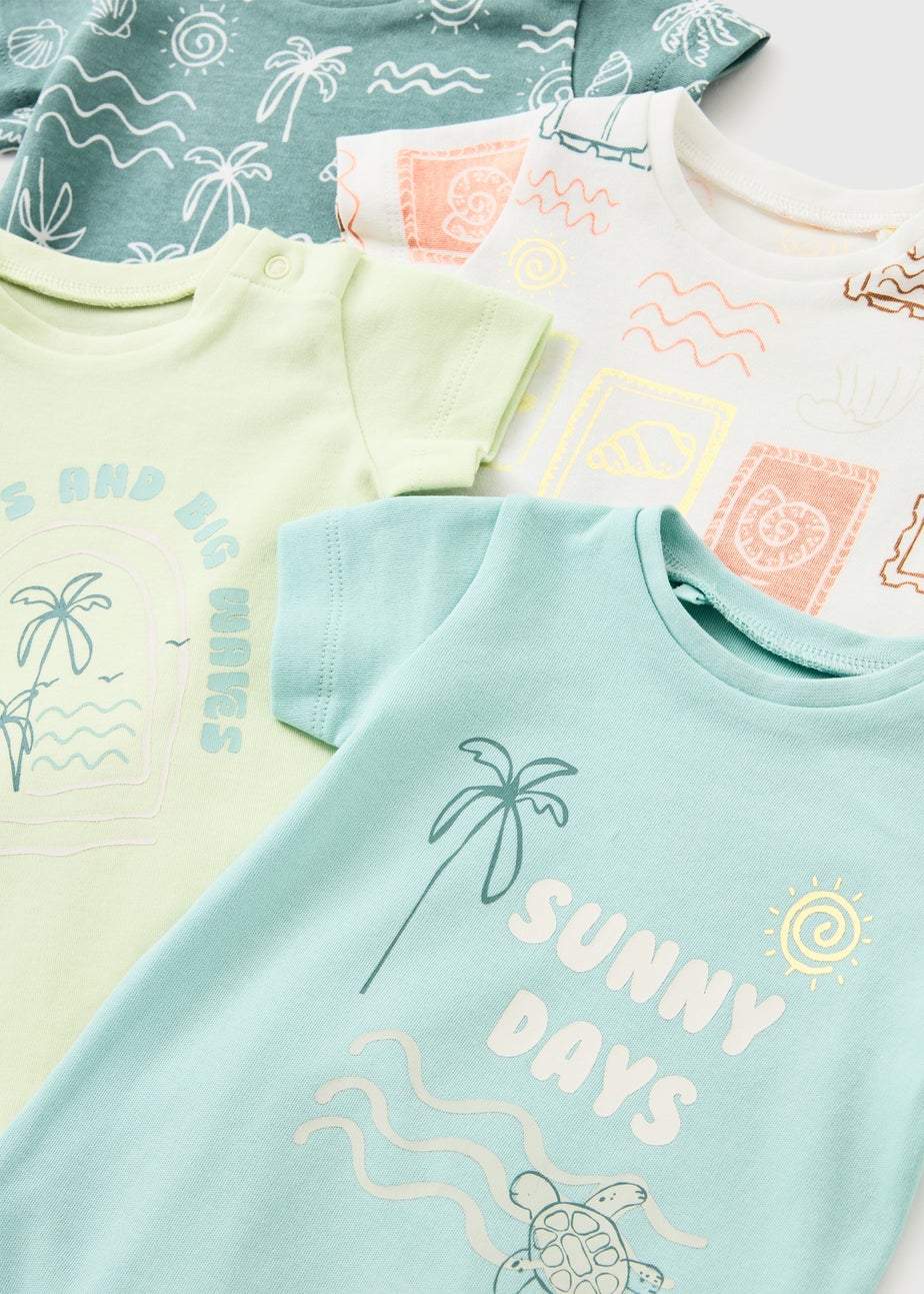 4 Pack Baby Green Palm Rompers (Newborn-18mths)
