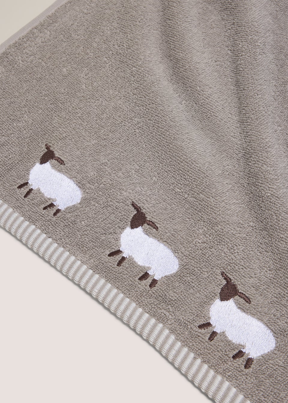 Grey Sheep Embroidered Hand Towel
