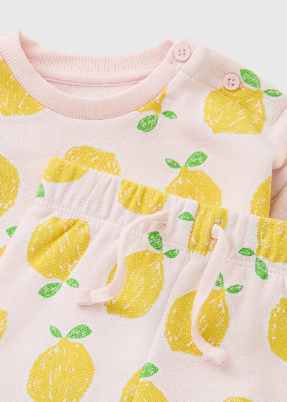 Girls Pink Lemon Print Sweatshirt & Jogging Bottom Set (Newborn-23mths)