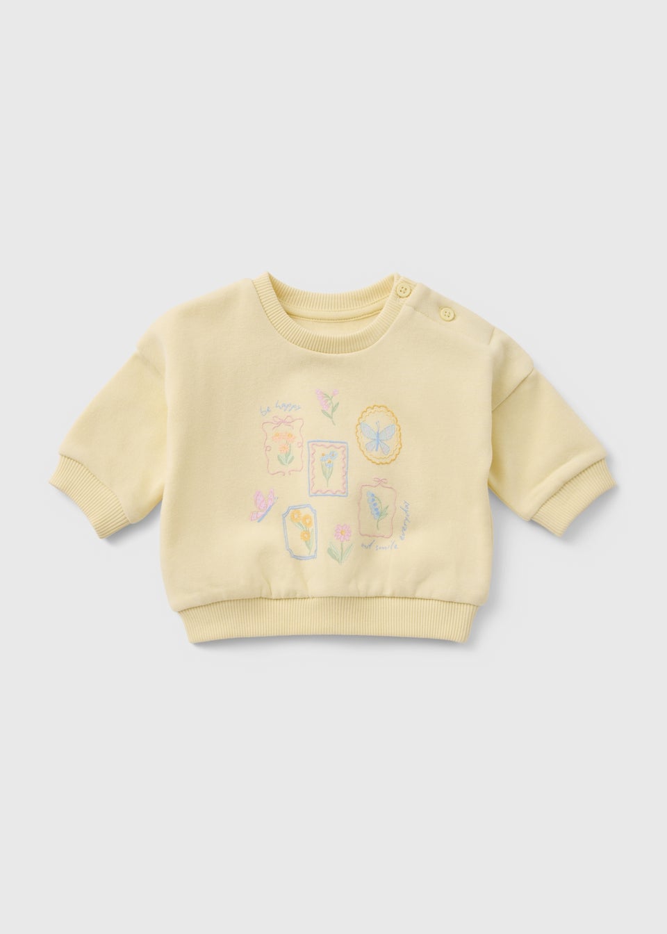 Baby Yellow Floral Butterfly Sweatshirt (Newborn-23mths)