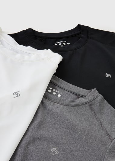 Souluxe 3 Pack Boys Black Sports T-Shirts (7-15yrs)