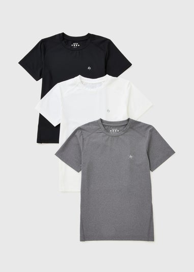 Souluxe 3 Pack Boys Black Sports T-Shirts (7-15yrs)