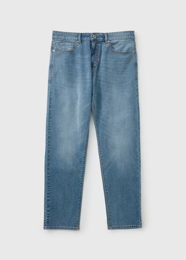 Mid Wash Tapered Fit Jeans