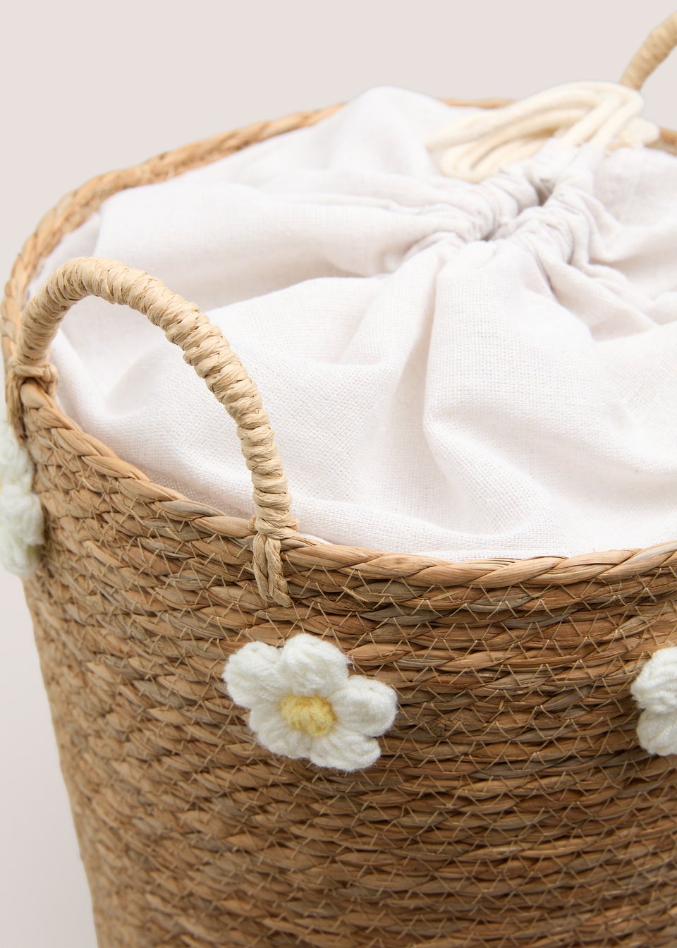 Daisy Crochet Large Woven Basket