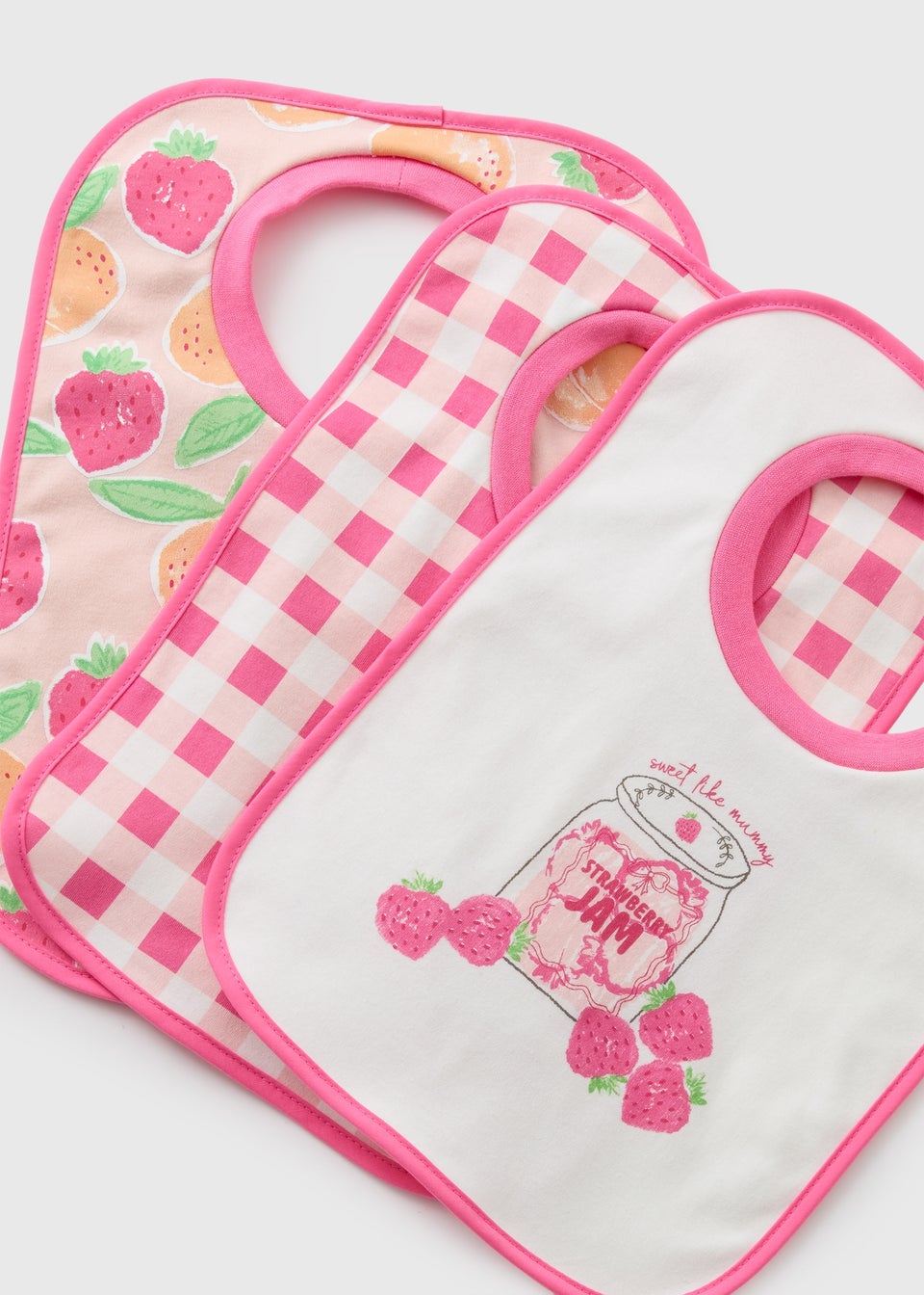 3 Pack Baby Pink Jam Bibs