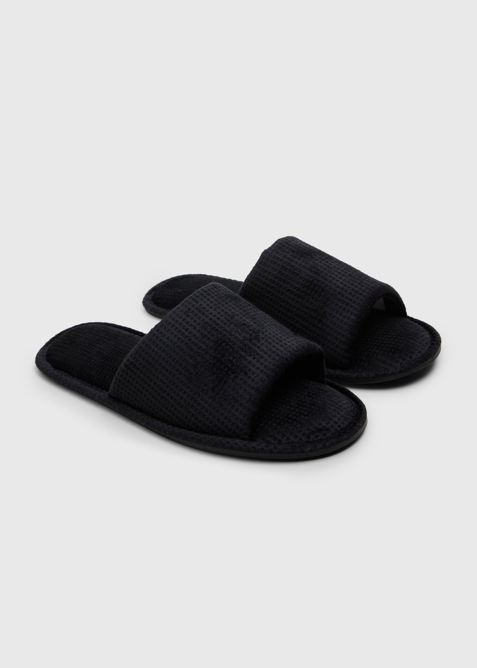 Black Waffle Slider Slippers
