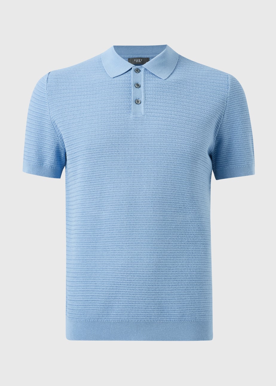 Blue Textured Polo Top