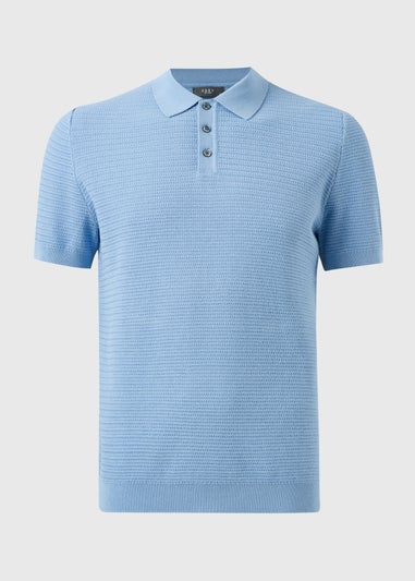 Blue Textured Polo Top