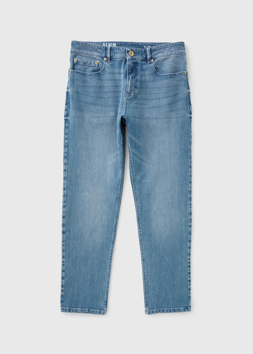 Mid Wash 4 Way Stretch Slim Fit Jeans