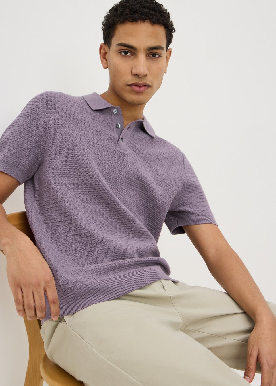 Lilac Textured Polo Top
