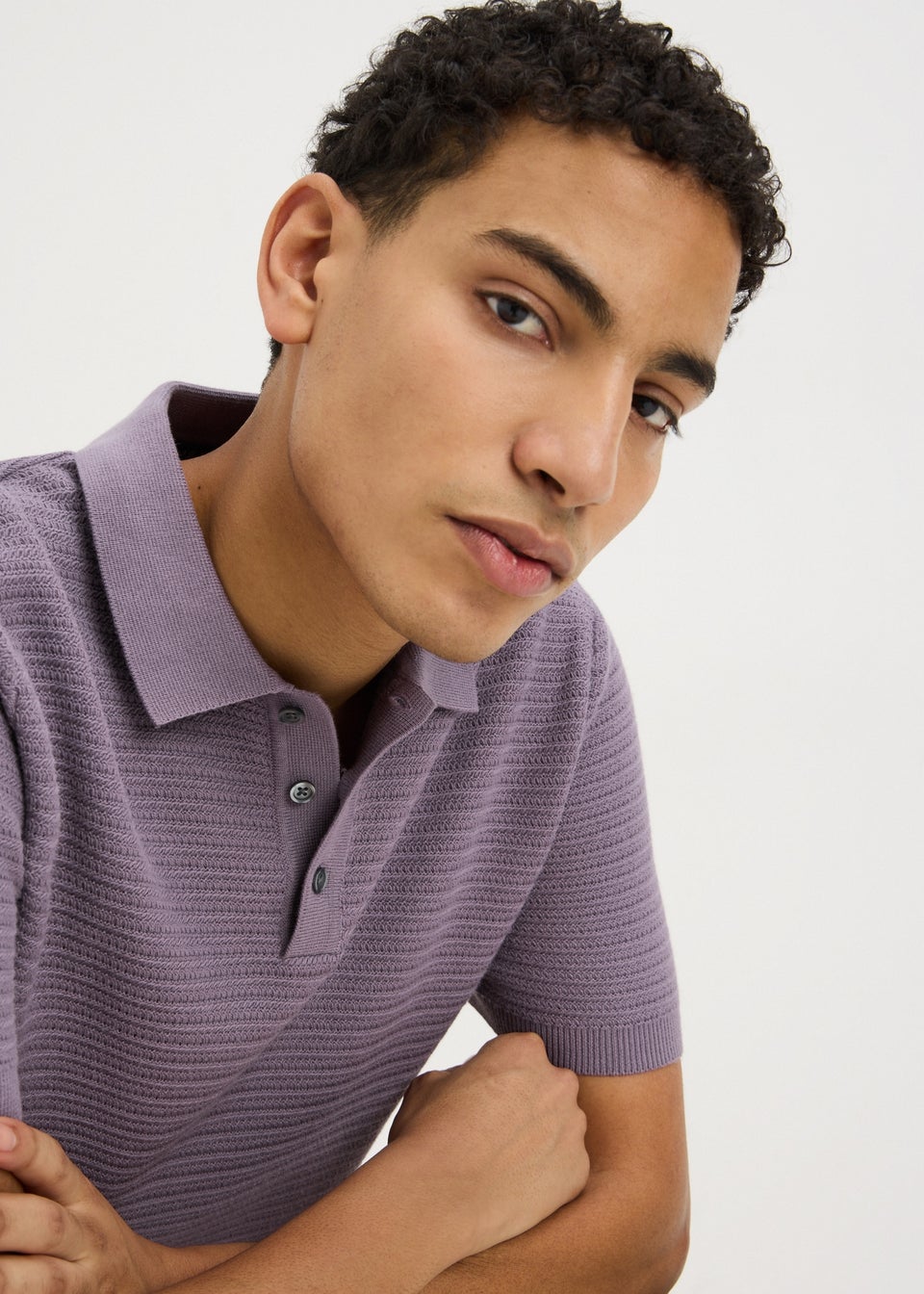 Lilac Textured Polo Top