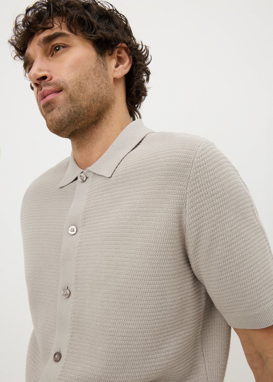 Stone Knitted Textured Shirt