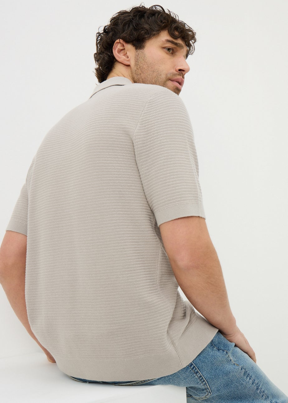Stone Knitted Textured Shirt