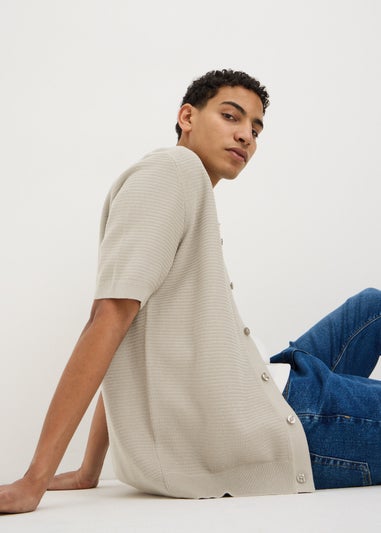 Stone Knitted Textured Shirt