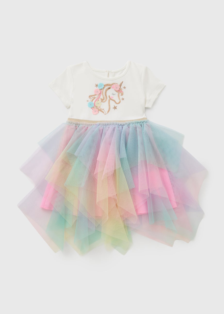 Girls Multicolour Unicorn Dress (1-7yrs)
