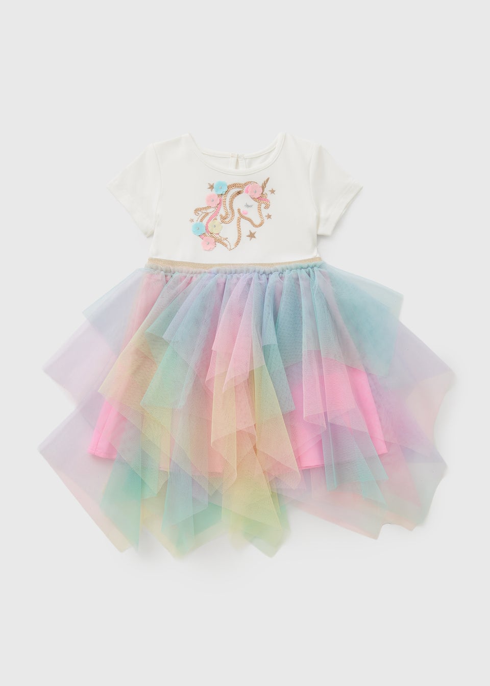 Girls Multicolour Unicorn Dress (1-7yrs)