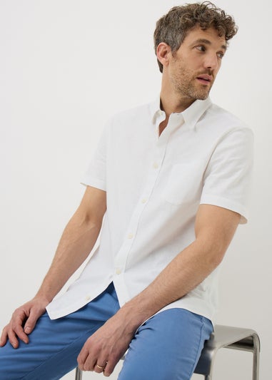 Lincoln White Linen Blend Short Sleeve Shirt