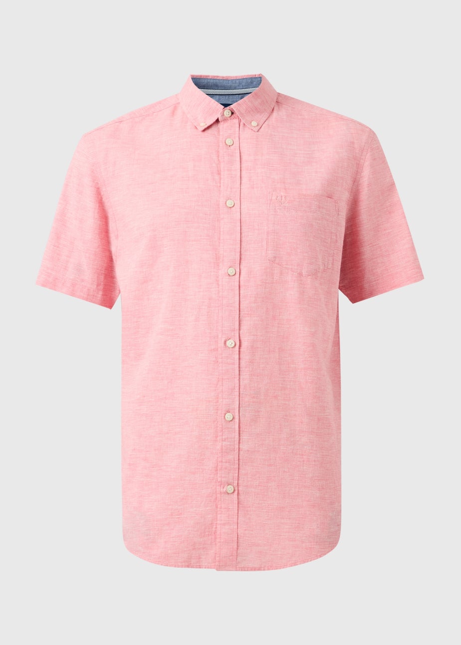 Lincoln Pink Linen Blend Short Sleeve Shirt
