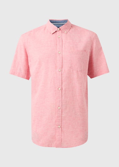 Lincoln Pink Linen Blend Short Sleeve Shirt