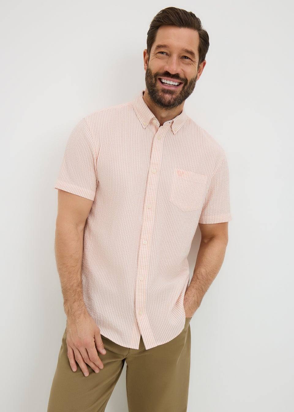 Pink Stripe Seersucker Shirt