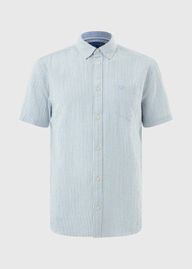 Lincoln Blue Stripe Seersucker Short Sleeve Shirt