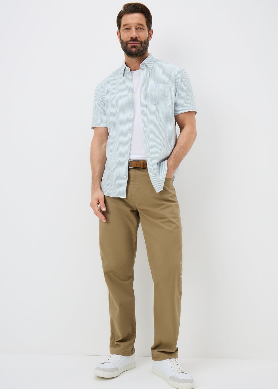 Lincoln Blue Stripe Seersucker Short Sleeve Shirt